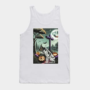 Harlequin Great Dane Halloween scene Tank Top